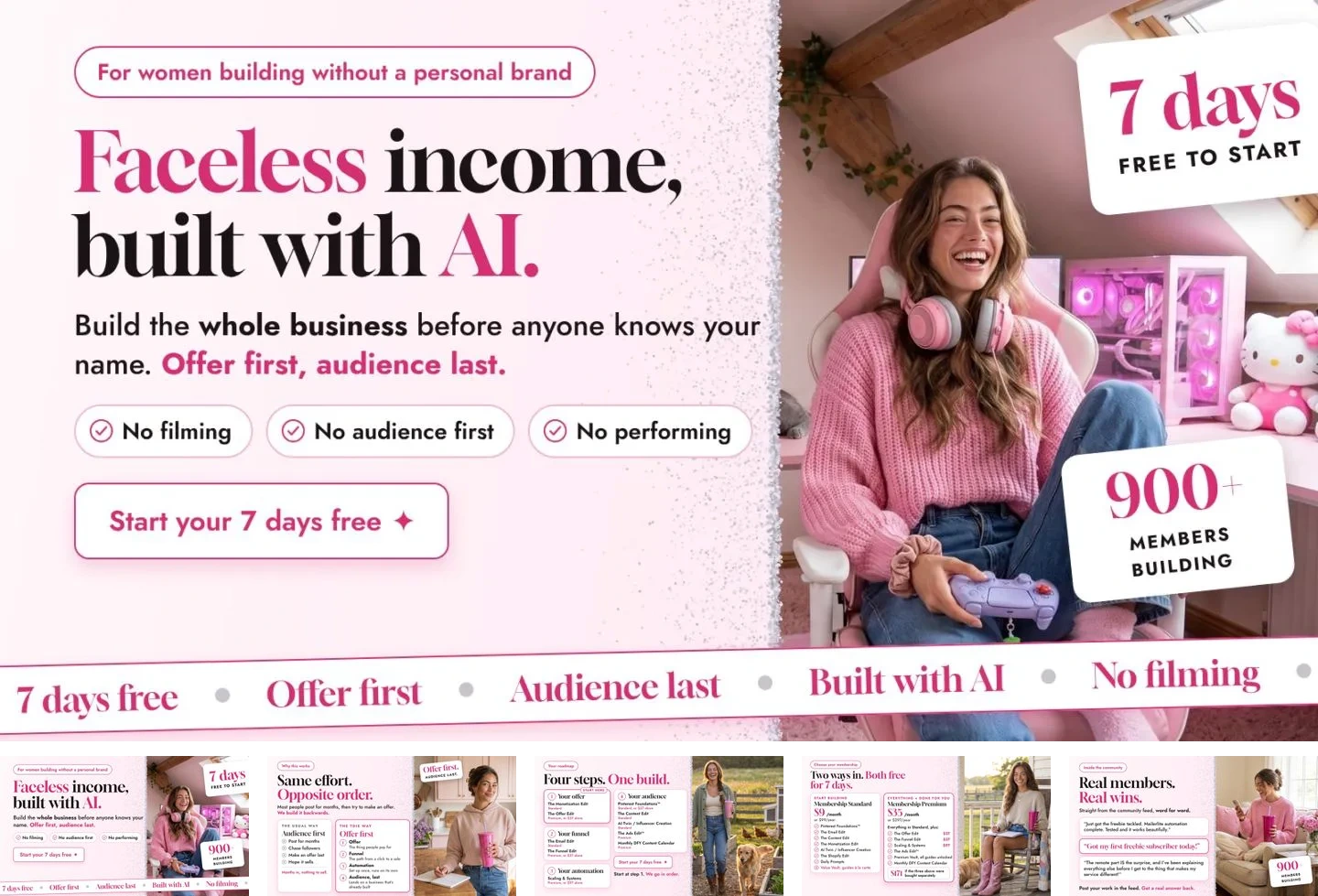 The Digital Income Edit™ current Skool About gallery: faceless income built with AI