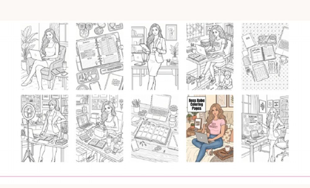 Coloring Page Sets preview from Pretty & Paid PLR Vault™